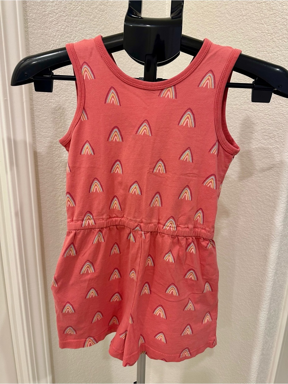 VGUC Girls Tea Collection Reversible Wrap Romper Coral Rainbow Print size 10
